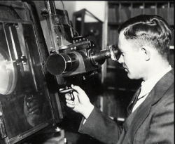 Clyde Tombaugh using a Zeiss blink comparator