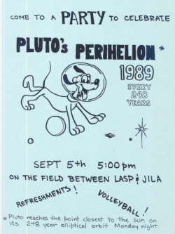 “Pluto at perihelion party” flyer