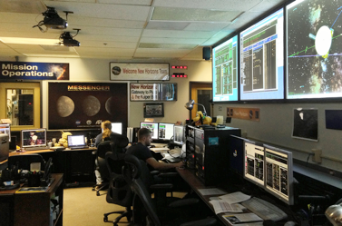 Flight controllers in the New Horizons Mission Operations Center