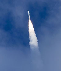 New Horizons (on its Atlas V launch vehicle) leaves Earth on January 19, 2006. (NASA)