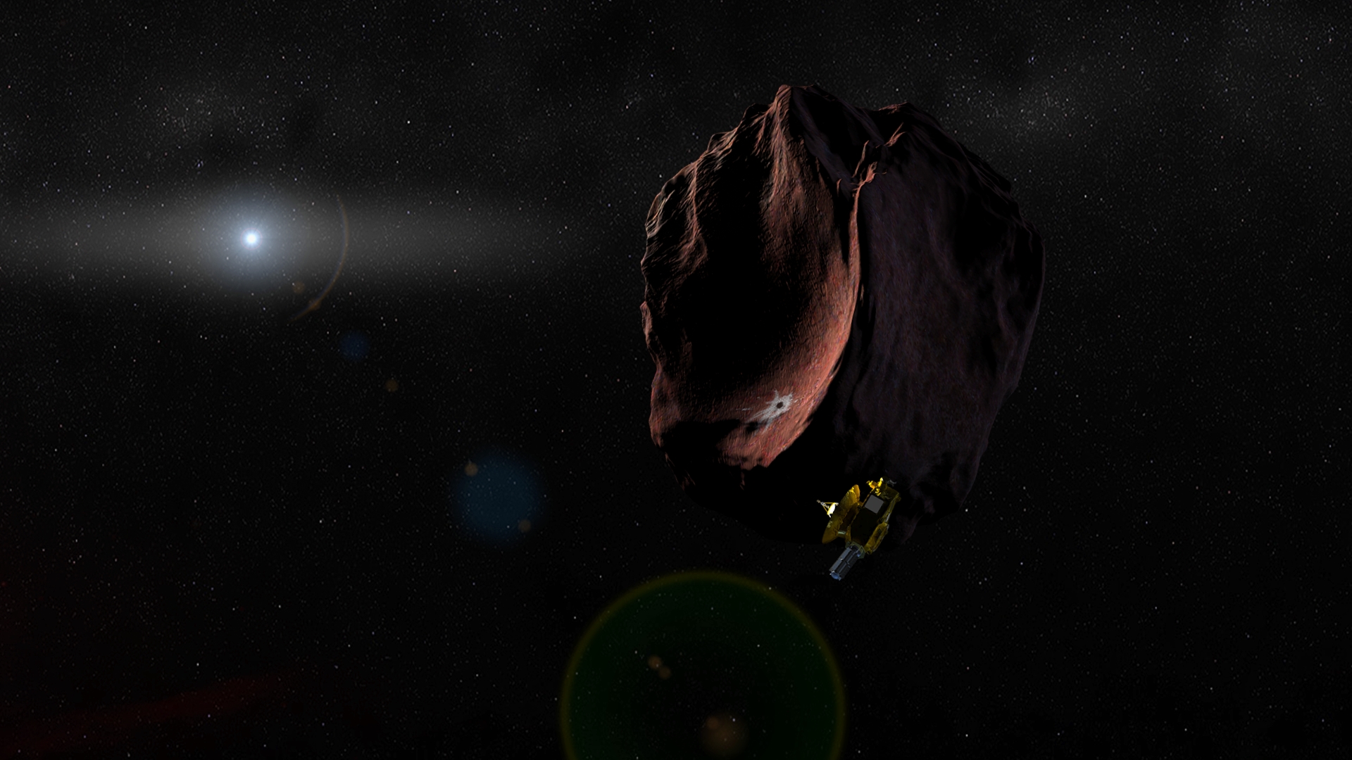 Artist impression of New Horizons at the KBO