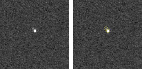 New Horizons spied fainter Charon aside brighter Pluto
