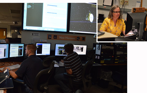 Flight controllers in the New Horizons Mission Operations Center at the Johns Hopkins Applied Physics Laboratory